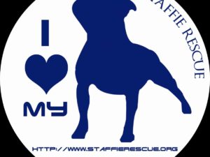 Stickers voiture – I love my Staffie Rescue