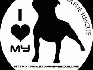 Stickers voiture – I love my Staffie Rescue