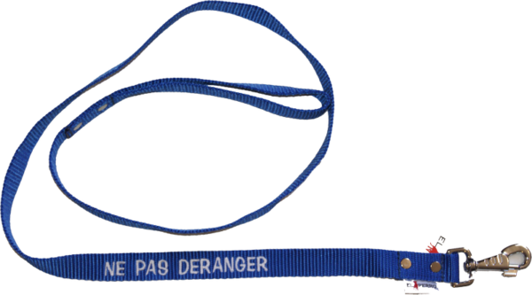 Laisse nylon bleue "ne pas déranger"